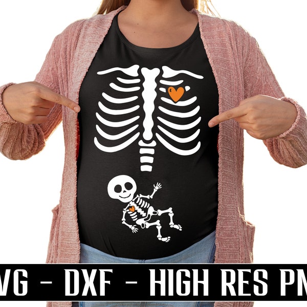 Pregnant skeleton svg, Halloween Pregnancy SVG, fall maternity svgs, png, Cut File for cricut and silhouette crafting Great for DIY T-Shirts