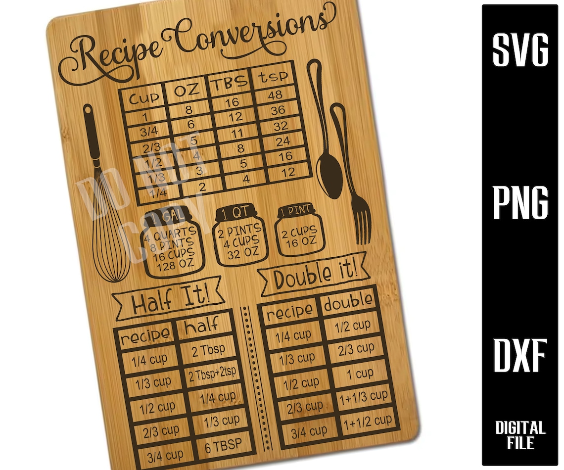 Recipe Conversions SVG, Kitchen Svg, Conversion Chart Svg, Home Decor ...