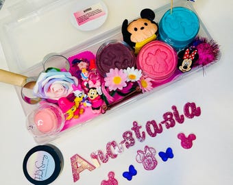 Minnie Mouse Play Dough Kit, Vacation Gift, with Optional Resin Name