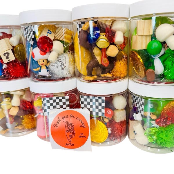 Recuerdos para fiestas de cumpleaños de Super Mario Bros: Mini tarro de masa