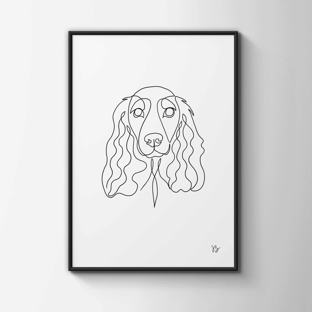 Poster Line Art Cocker Spaniel - Etsy Österreich