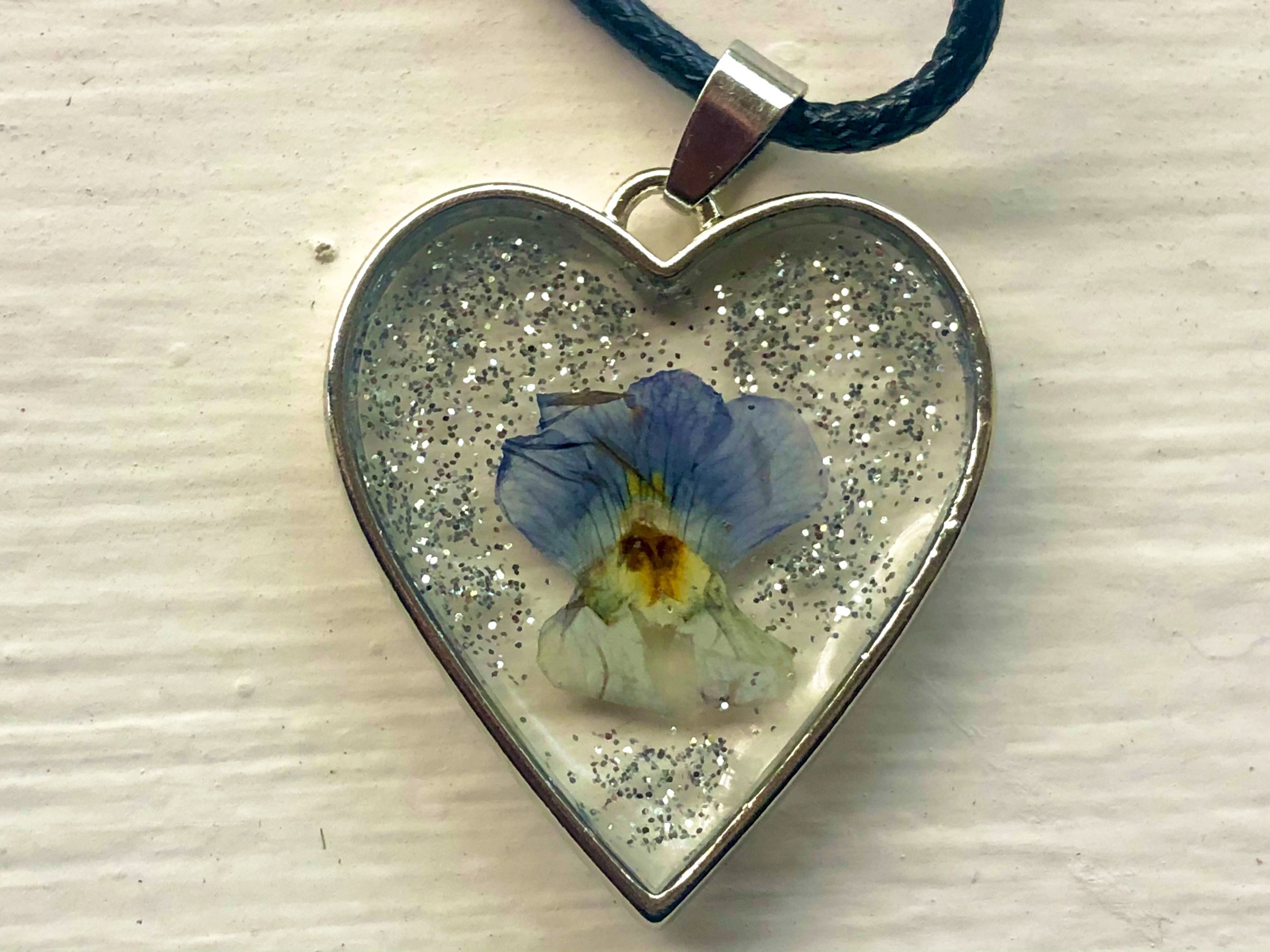 Necklace with pressed violet flower handmade pendant Etsy