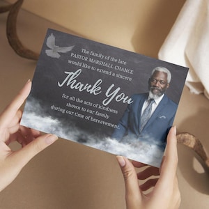 Modelo de cartão de agradecimento de funeral, cartões de funeral de agradecimento, cartão de simpatia para impressão, modelo editável, cartões personalizados, modelo Canva