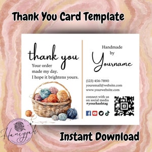 Danke-Postkarte für Handwerker und Etsy-Verkäufer, sofortiger Download, bearbeitbar und druckbar, personalisiert und angepasst