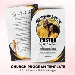 Pastoral Anniversary Program Template, Pastor&#39;s Anniversary, Instant Download, Printable & Editable, Church Program Template, Customizable