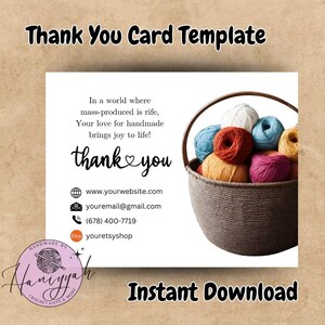 Modelo de cartão postal de agradecimento para artesãos e vendedores Etsy, download instantâneo, editável e imprimível, personalizado e personalizado