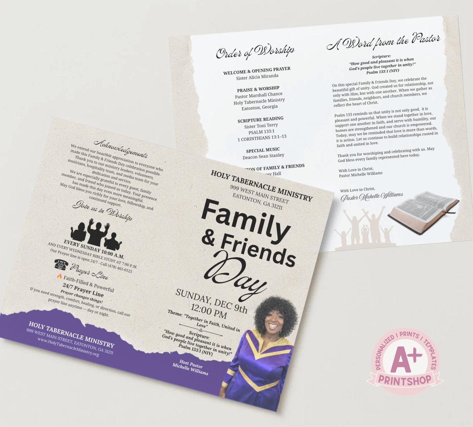 Family Day Program Example Family & Friends Day Church Program Template, 8.5x11 Bi-fold Canva ...
