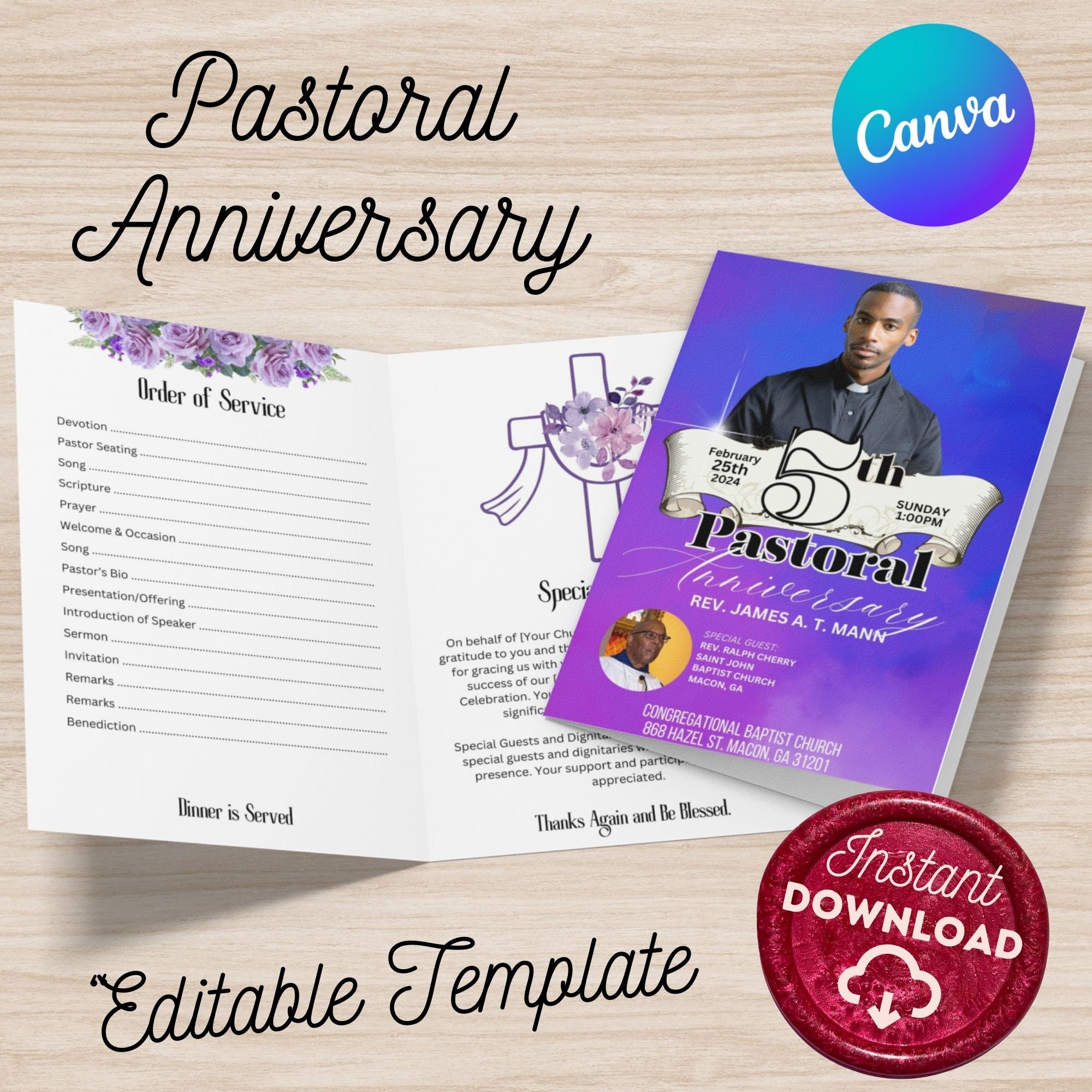 Pastoral Anniversary Program Template Pastor's Anniversary Instant Pastoral Anniversary Program Template Pastor's Anniversary Instant