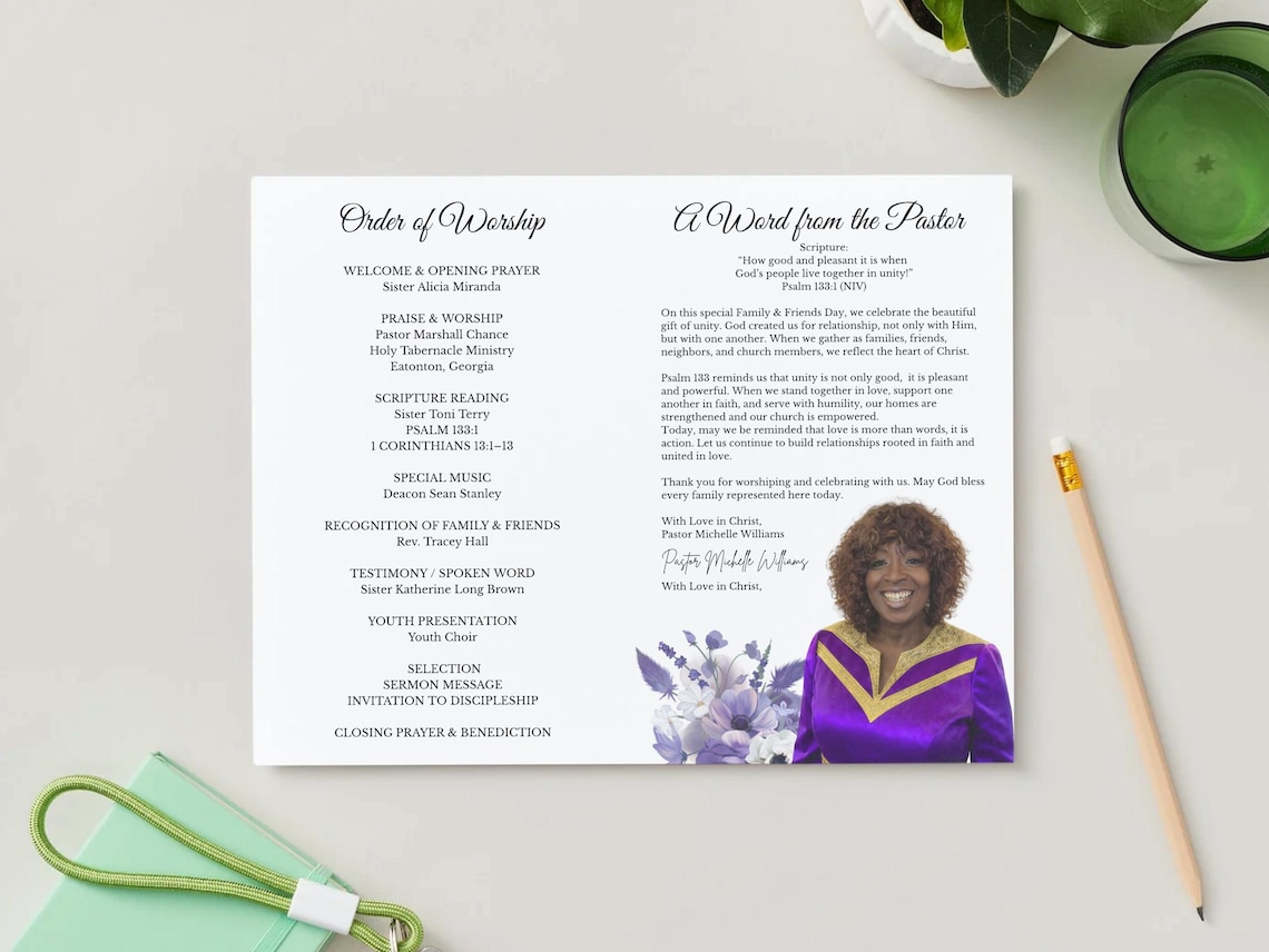 Family Day Program Example Family & Friends Day Program Template, 8.5x11 Bi-fold Canva Editable ...