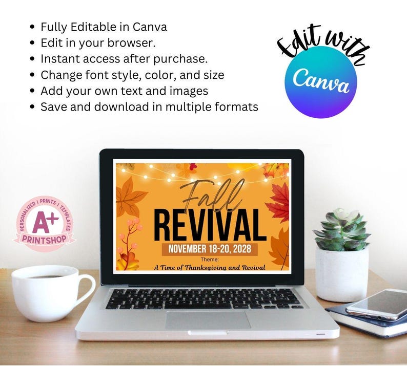 Fall Revival Church Flyer Template, Editable Christian Event (digital ...