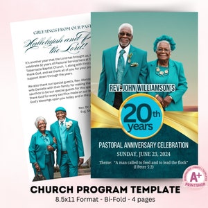 Pastoral Anniversary Program Template | Pastor&#39;s Anniversary | Instant Download  | Printable & Editable | Church Program Template