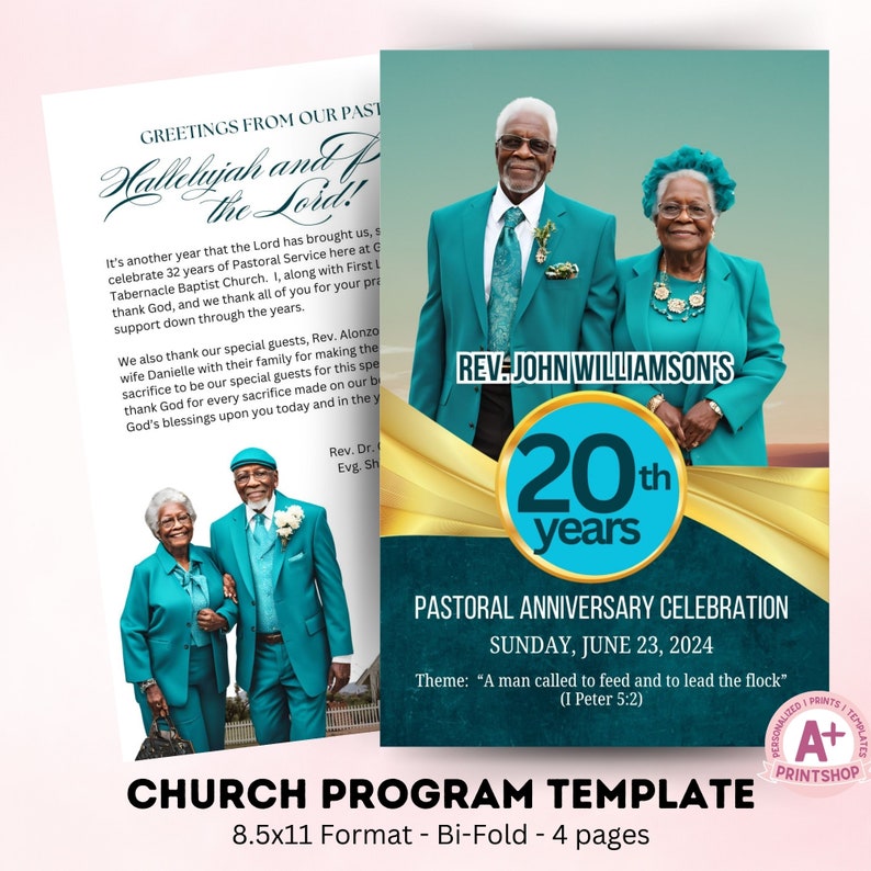 Pastoral Anniversary Program Template | Pastor's Anniversary | Instant ...
