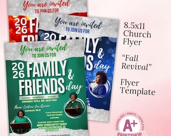 Church Flyer Template, Family and Friends Event, Editable, Print from Home, Digital Download, Instant Access