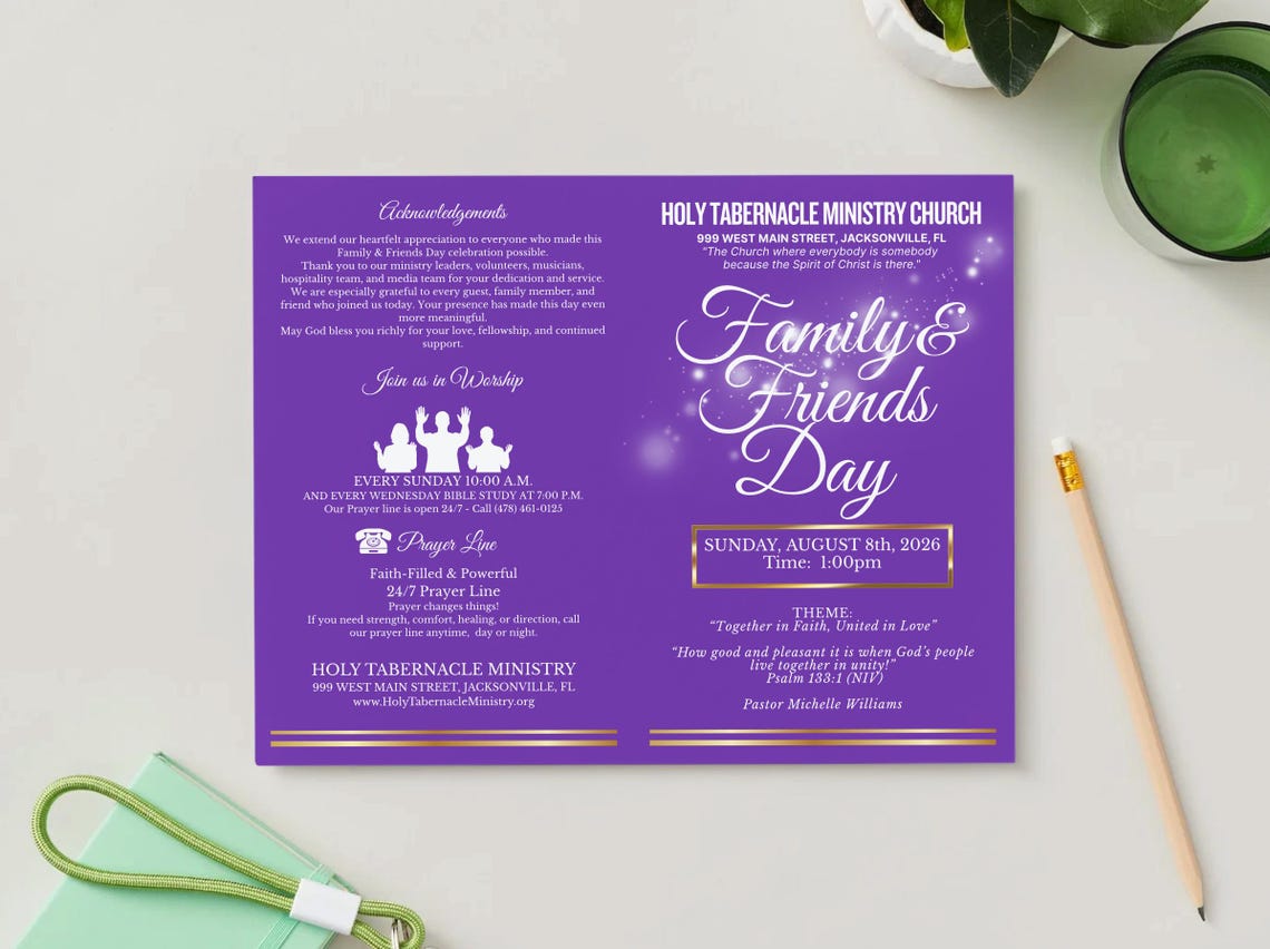 Family Day Program Example Family & Friends Day Program Template, 8.5x11 Bi-fold Canva Editable ...