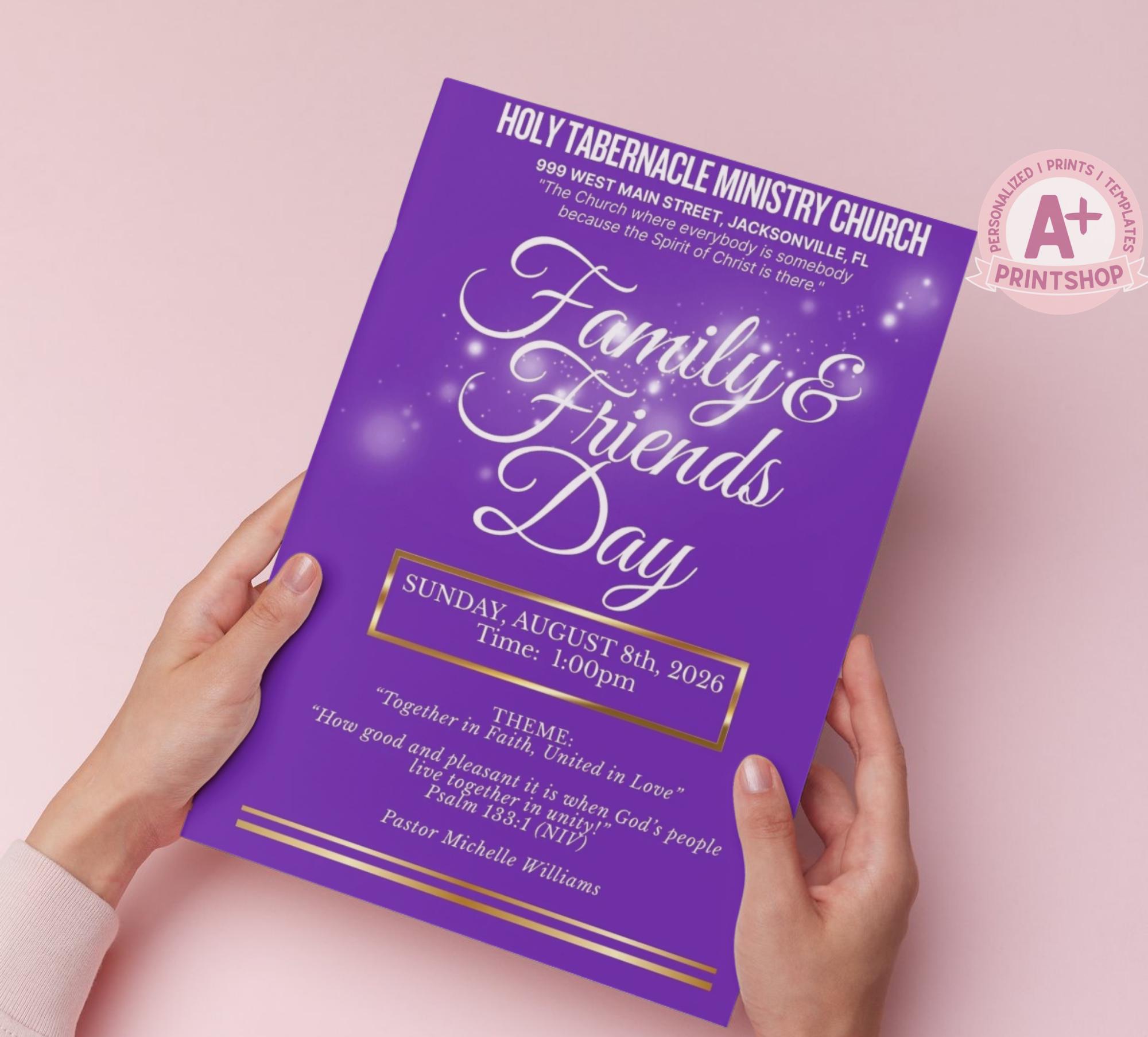 Family Day Program Example Family & Friends Day Program Template, 8.5x11 Bi-fold Canva Editable ...