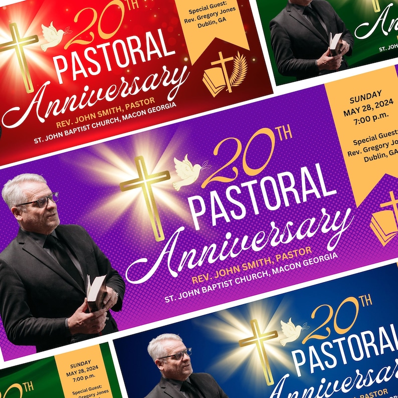 Pastoral Anniversary Banner With Editable Template | Fully ...