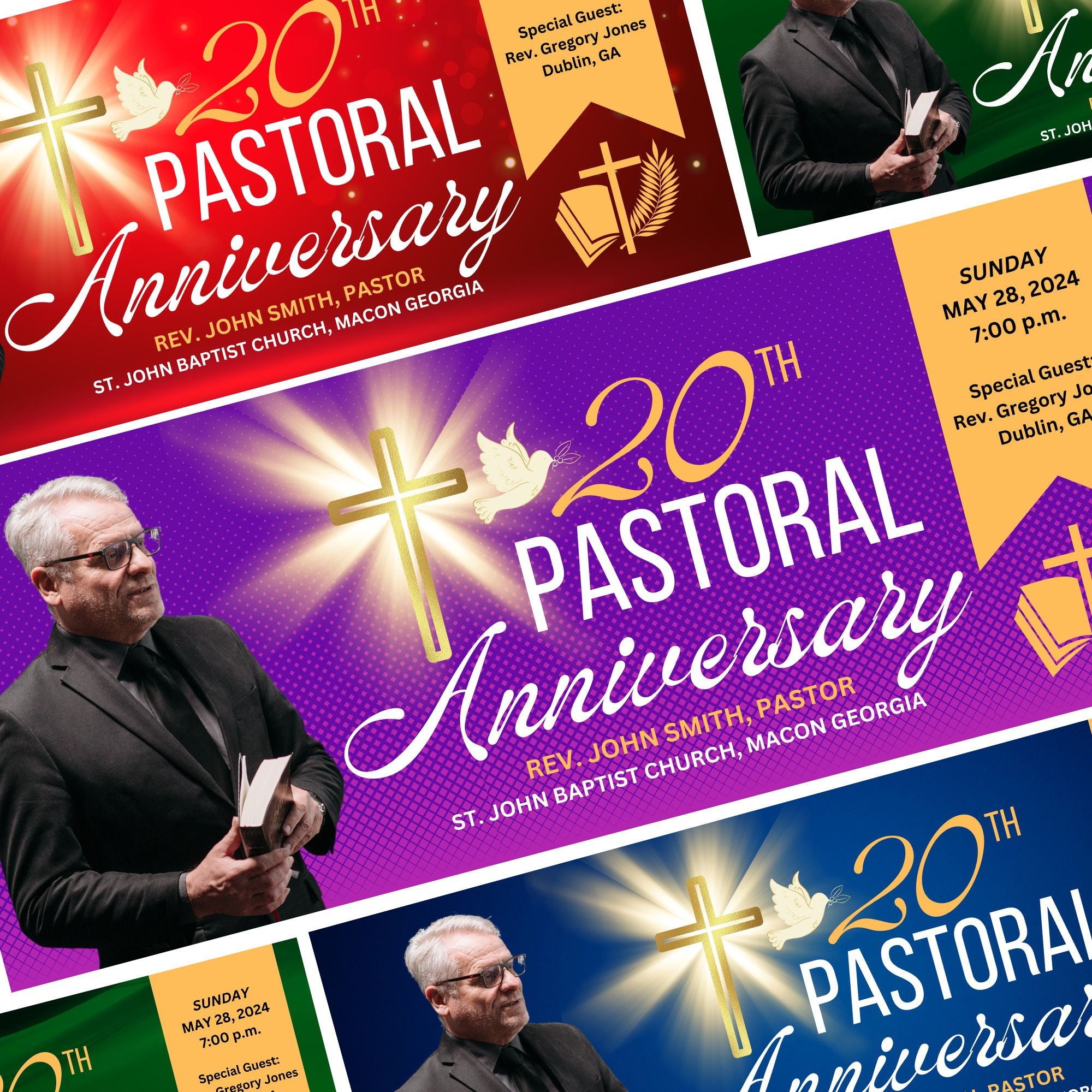 Pastoral Anniversary Banner, Custom Church Banner, Pastor's Anniversary ...