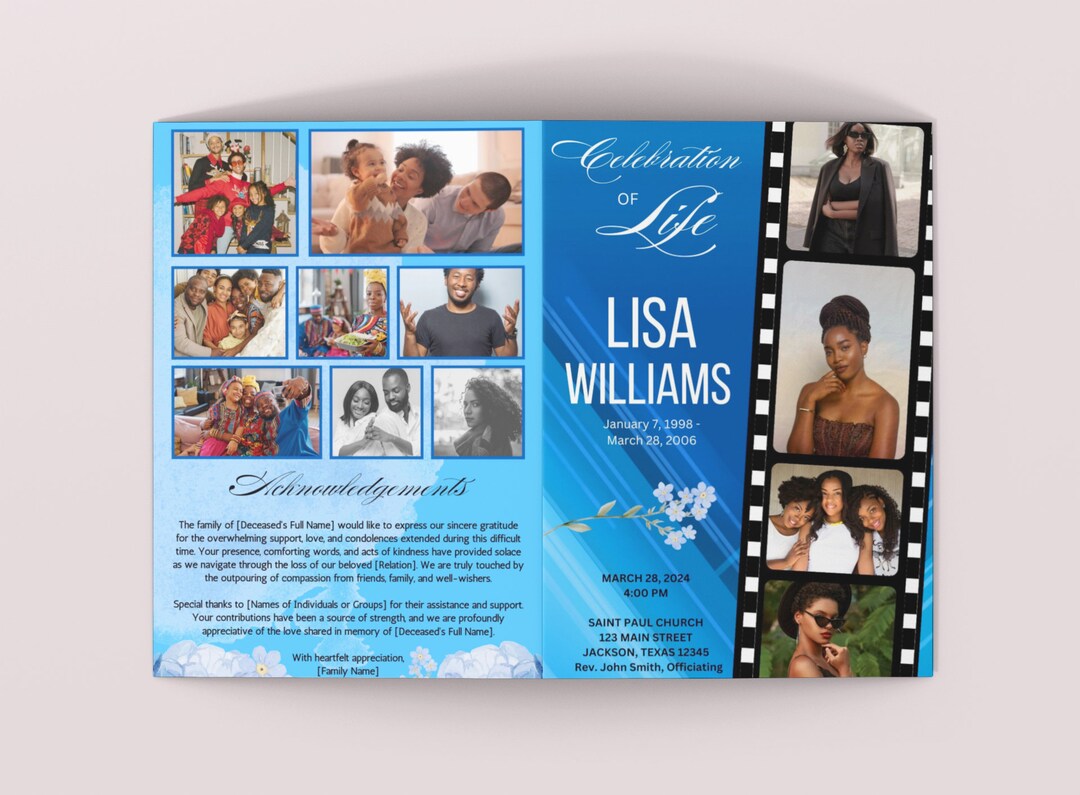 Unique Funeral Program Template Obituary Template Instant Download ...