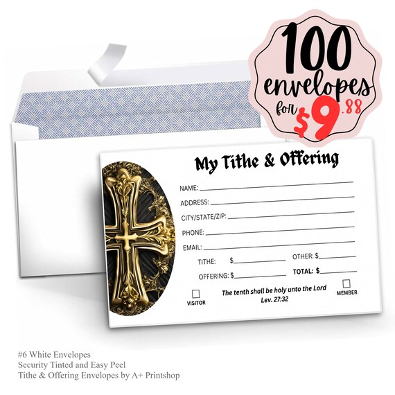 Tithes And Offering Envelopes For Church - 3 5/8" X 6 1/2", Pack Of 250, Sturdy 24lb White Wove Paper