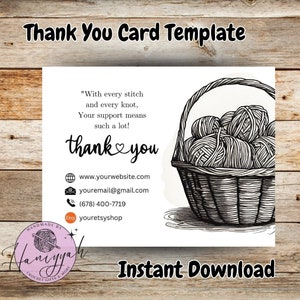 Modelo de cartão postal de agradecimento para artesãos e vendedores Etsy, download instantâneo, editável e imprimível, personalizado e personalizado
