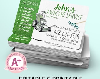 Lawn Service Business Card Template | Instant Download | Printable | Editable