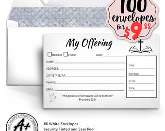 Church Envelopes - 100 Tithe & Offering Envelopes