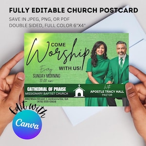 Carte postale Venez adorer avec nous, carte postale d'église 6 x 4, modèle numérique, carte postale modifiable et imprimable pour votre église ou ministère