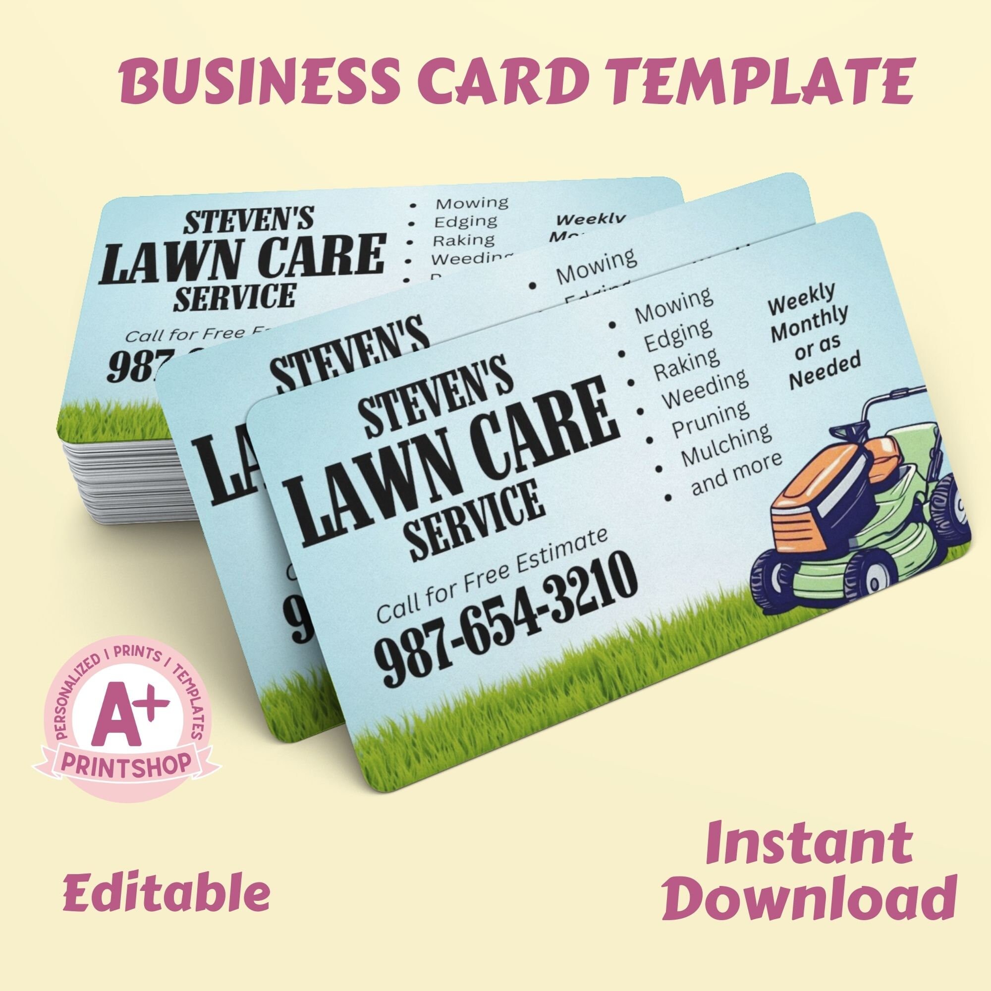 Lawn Care Service Business Card Template, Instant Download, Printable, Editable, Lawncare, Lawn Maintenance Business Card Design Templates - Etsy lawn-care-service-business-card-template-instant-download-printable-editable-lawncare-lawn-maintenance-business-card-design-templates-etsy