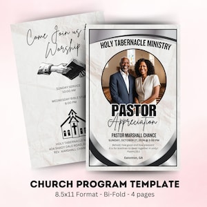 Pastoral Anniversary Program Template, Pastor&#39;s Anniversary, Instant Download, Printable & Editable, Church Program Template, Customizable