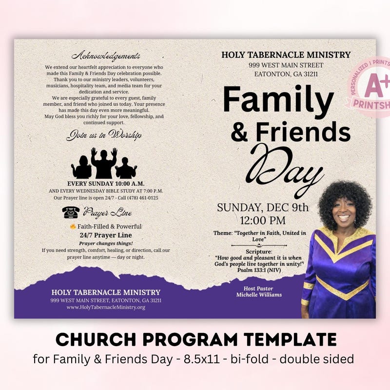 Family and Friends Day Program Template - Etsy