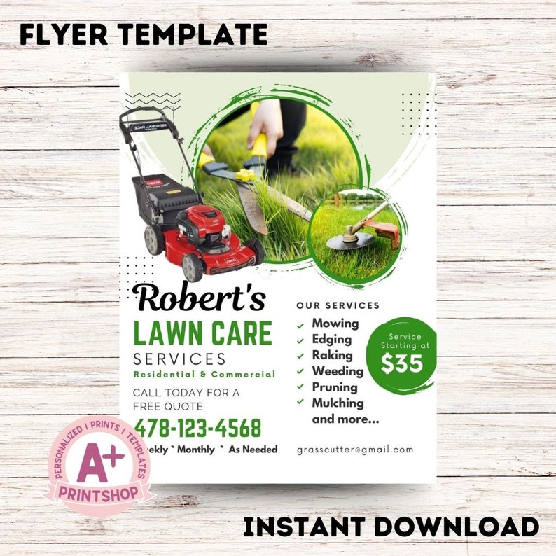 Lawn Service Flyer Template Instant Download Printable Editable