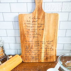 Gepersonaliseerde Recept Snijplank, Handgeschreven, Heirloom, Huwelijkscadeau, Housewarming cadeau, kerstcadeau, Memorial cadeau, Keuken Decor