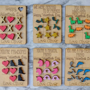 Tic Tac Toe Valentine&#39;s Day Cards, Personalized Valentines, Valentine&#39;s Day Gifts, School Valentines, Gifts for kids (Set of 12)