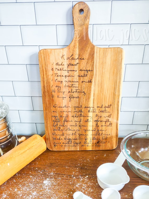 Handwritten Cutting Board Recipe, Christmas Gift idea, Kitchen decor –  Whims & Wishes