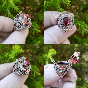 Anillo de veneno, anillo de veneno vintage, anillo que se puede abrir, anillo de caja de plata, anillo de corazón, anillo secreto, anillo de envenenador, plata de ley 925 plateada