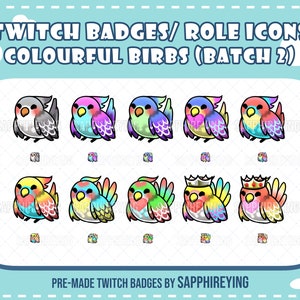 Ready to use pre-made Twitch badges- Birbs (batch 2)