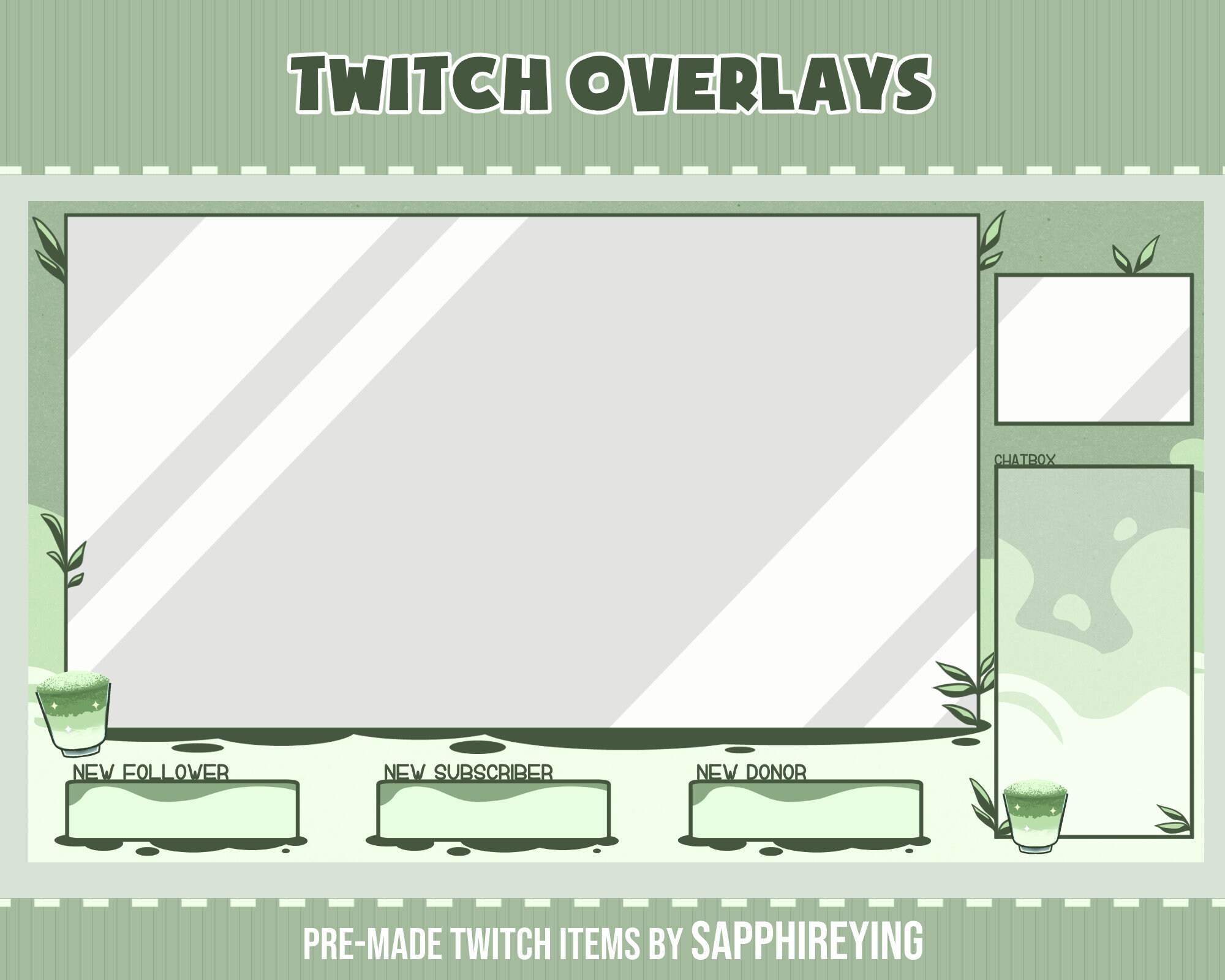 Matcha Overlay Rivals Animated Stream Overlay Package for Twitch- Matcha Themed Overlays ...