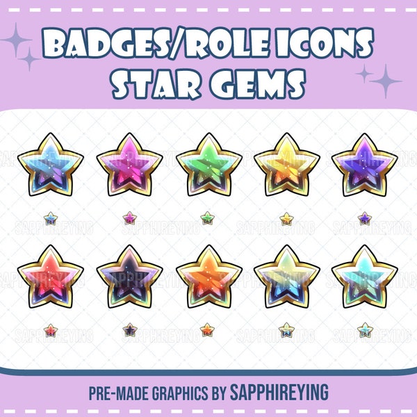 Ready to use pre-made Twitch badges / Bit badges / Discord role icons- Star gems  ( instant download )