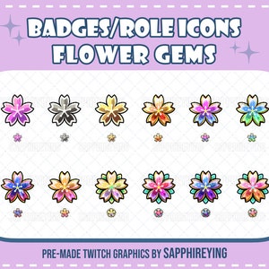 Vorgefertigte, vorgefertigte Twitch Badges/ Bit Badges / Discord Rollen-Icons - Blume Edelsteine ( sofort download )