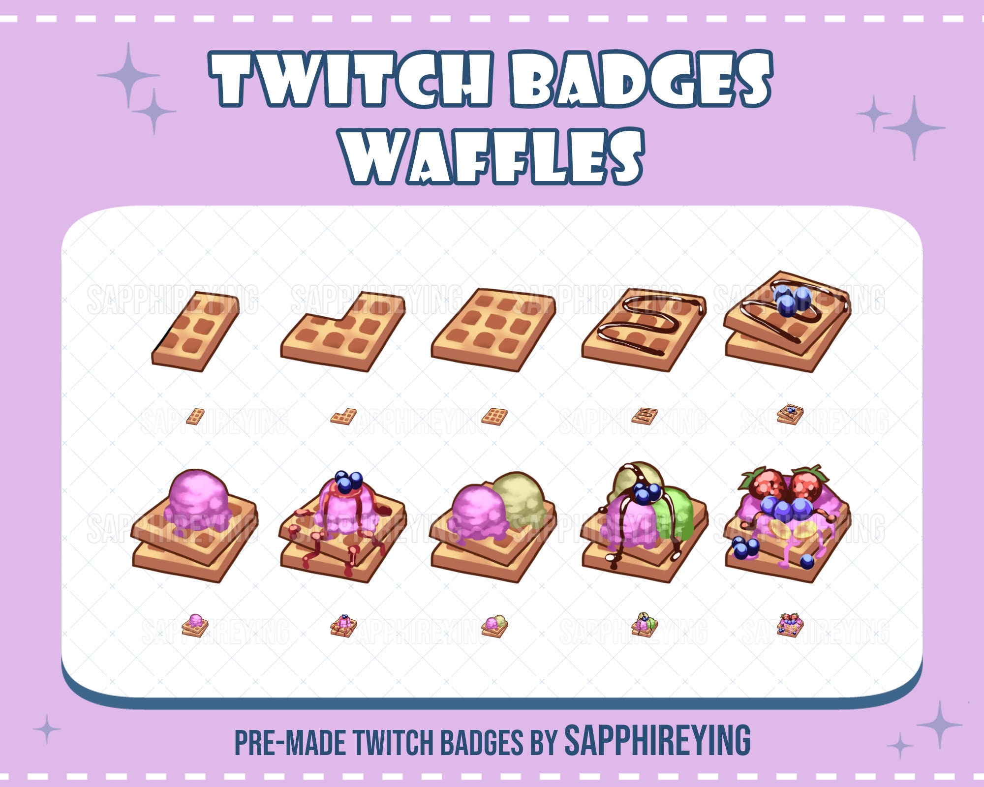 Ready to use premade Twitch badges Waffles dessert Etsy