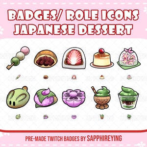 Ready to use pre-made Twitch badges/ bit badges / Discord role icons - Japanese Dessert ( instant download )