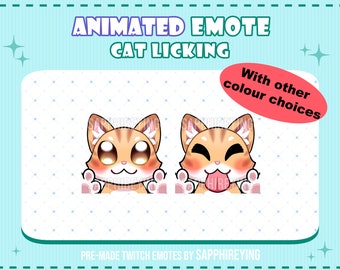 Ready to use Animated Discord emote/ Twitch Alert- Cat licking the screen (will be delivered within 24 hours)