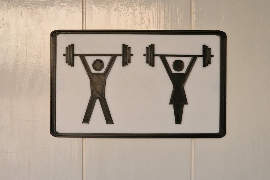 Gym Toilet Door Sign, WC Sign, Male, Female, Crossfit Sign ...
