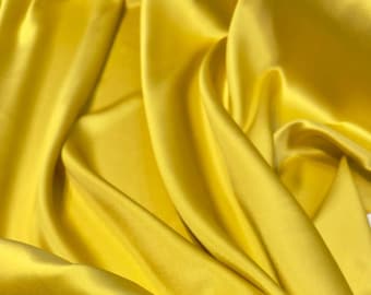 Natural silk fabric by the yard in gold color, Italian premium fashion alta moda tailoring silk fabric for dress, blouse, skirt