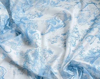 Cotton batiste fabric by the yard Cruise collection, high quality designer Italian apparel fabric with toile de jouy print