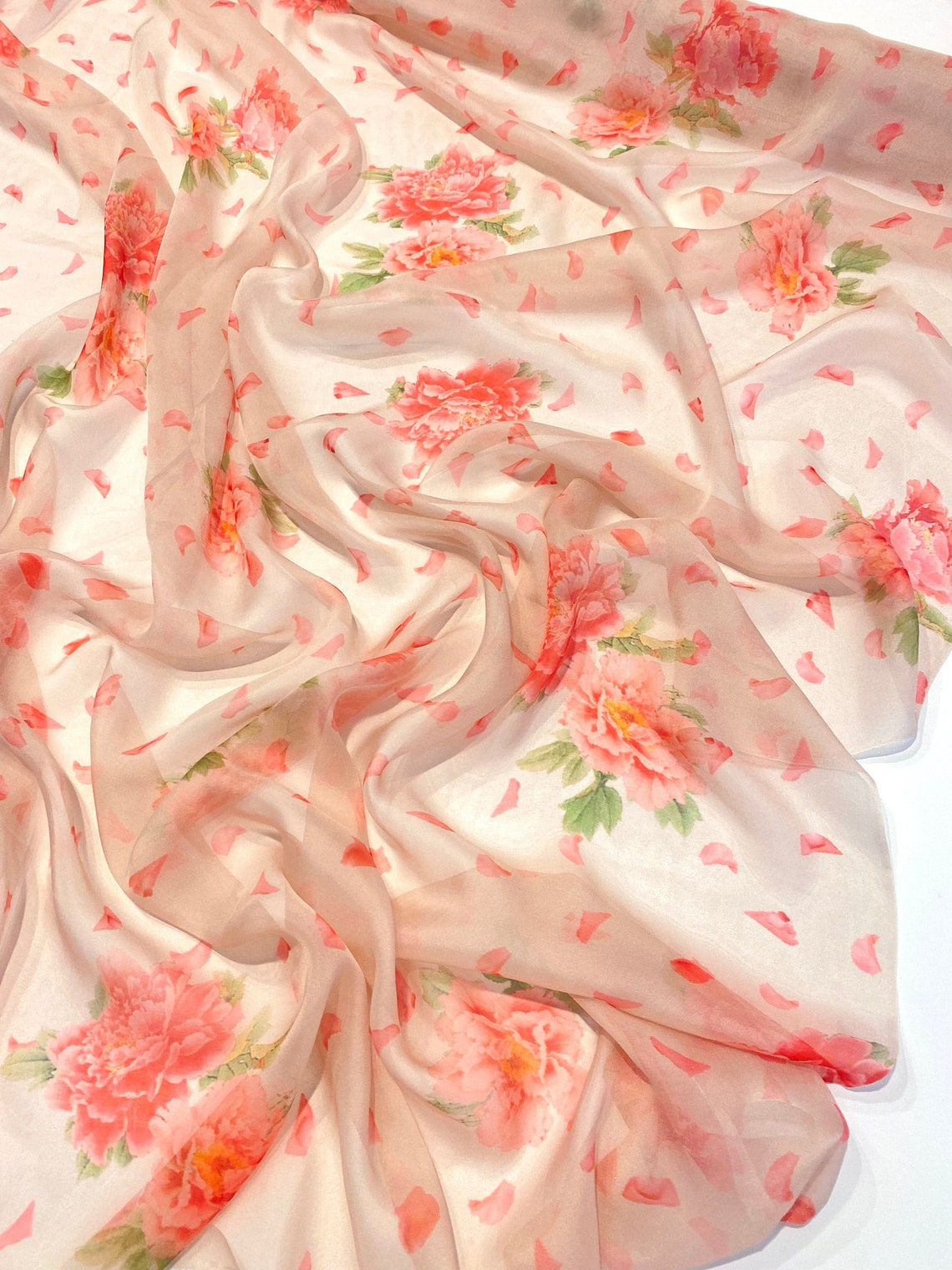 Silk chiffon designer fabric by the yard floral print Etsy