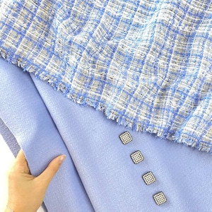 Italian blue wool fabric and tweed fabric by the yard, apparel high quality tweed and wool fabric, total look