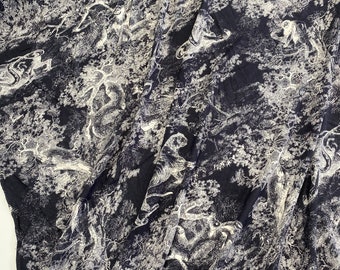 Tela Toile de Jouy cortada a medida, tela italiana para ropa con estampado animal, tela de algodón inspirada en diseñadores.