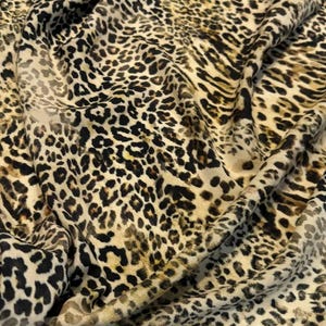 Natural Italian fabric by the yard with leopard animal print, fashion sewing tailoring viscose fabric for pajama style suit, dress, shirt