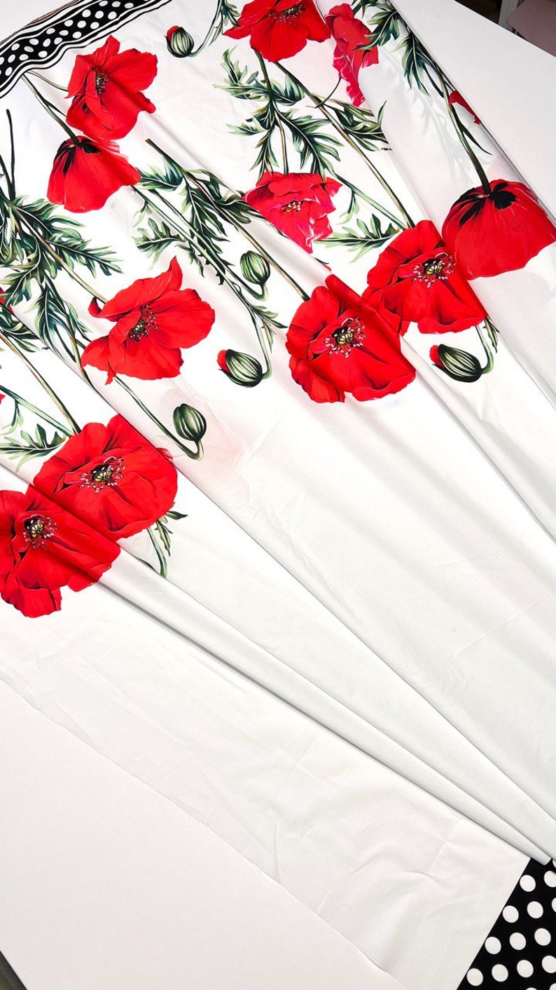 Italian Pattern Cloth Italian Cotton Fabric With Red Poppies by the Yard, Flowers Print ...